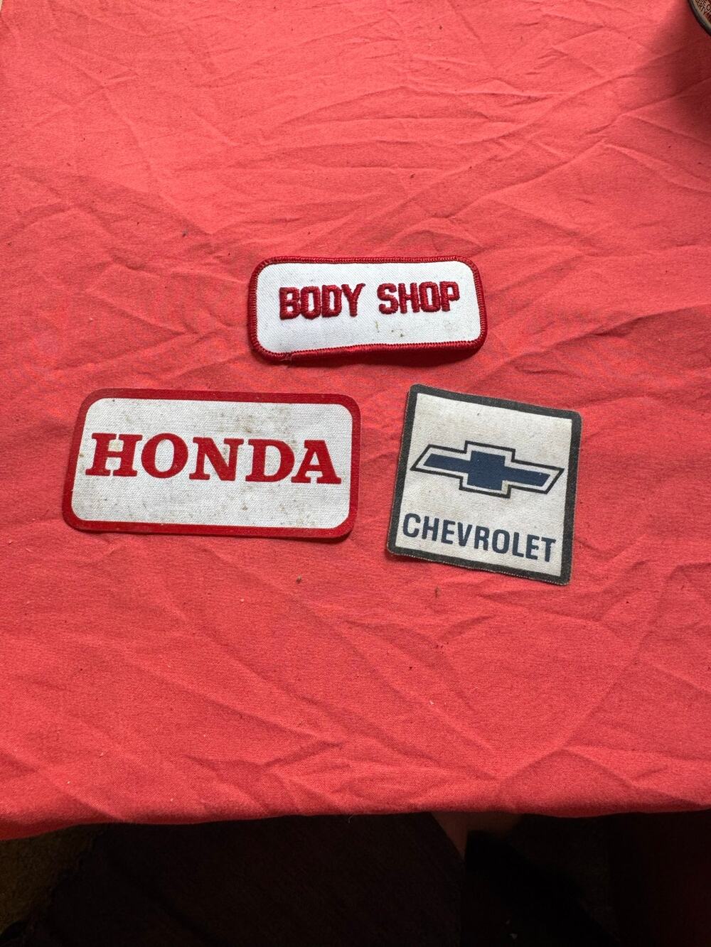 Vintage Auto Mechanic Patch Lot NOS Honda Chevrolet Bowtie Body Shop Sew On